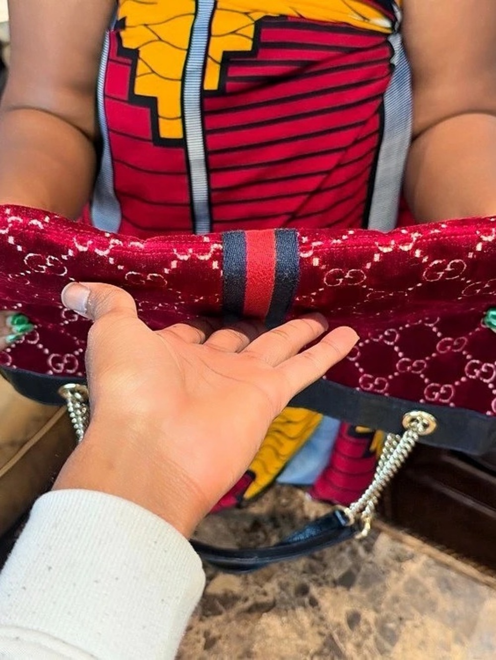 Gucci Rajah Large Tote Bag Red & Black with Pouch - Picture 13 of 16